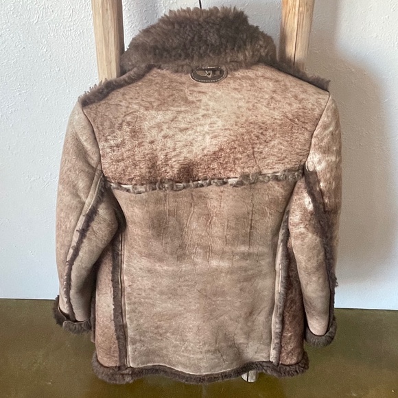 EUC Custom Made Authentic Leather Sheepskin Shearling Coat - Picture 6 of 9